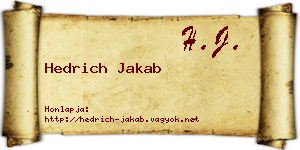 Hedrich Jakab névjegykártya